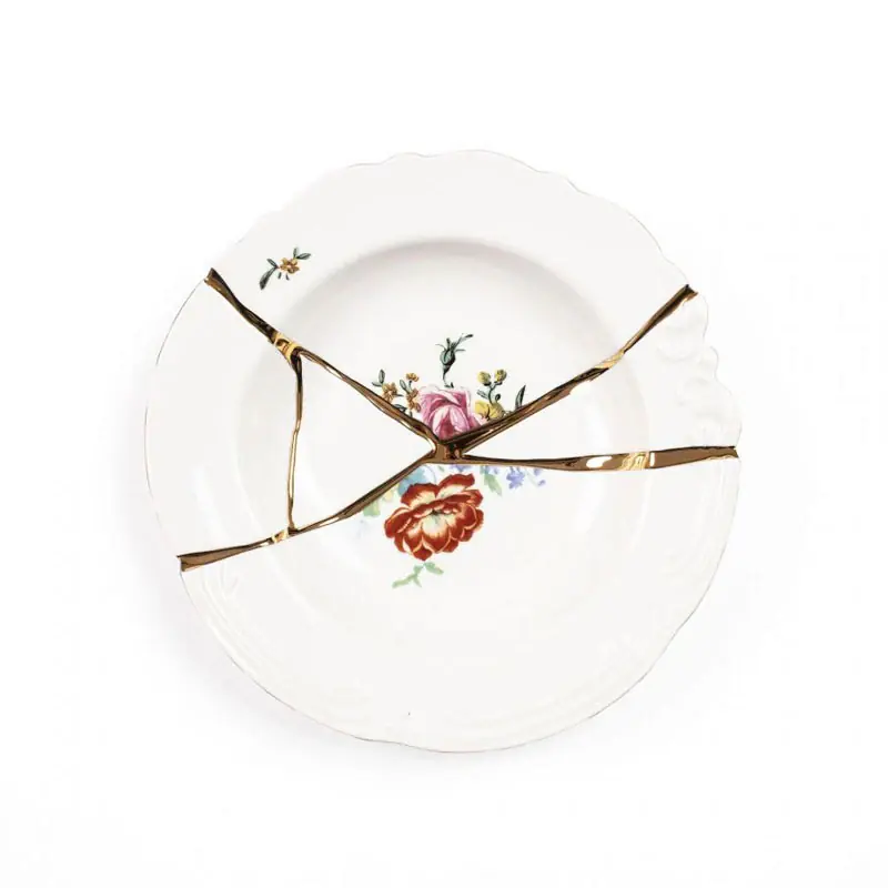 Seletti Piatto Fondo Kintsugi in Porcellana D22 cm Offerta Limitata