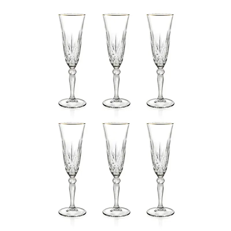 Offerta Brandani Set 6 Flute Gold and Gold in Vetro 16 cl