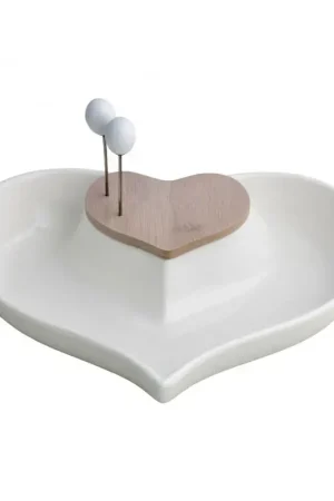 Brandani Antipastiera Cuore Nel Cuore in Porcellana con 2 Forchettine Offerta Del Giorno