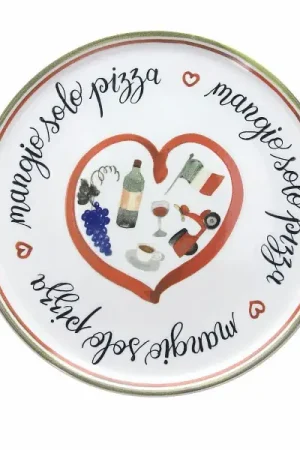 Tognana Andrea Fontebasso Piatto Pizza in porcellana Mangio Solo Pizza 33 cm Nuovo Arrivo