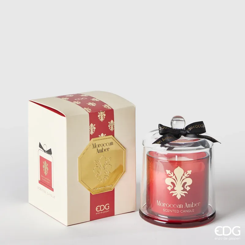 Spedizione Espresso EDG Enzo De Gasperi Candela Con Cupola Goldlily H15 cm Ambra Marocchina