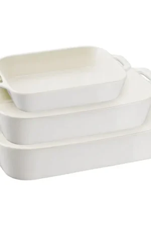 Popolare Staub set 3 Pirofile Rettangolari in Ceramica Avorio