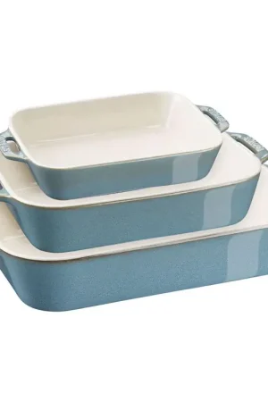 Staub set 3 Pirofile Rettangolari in Ceramica Turchese Consegna Rapida