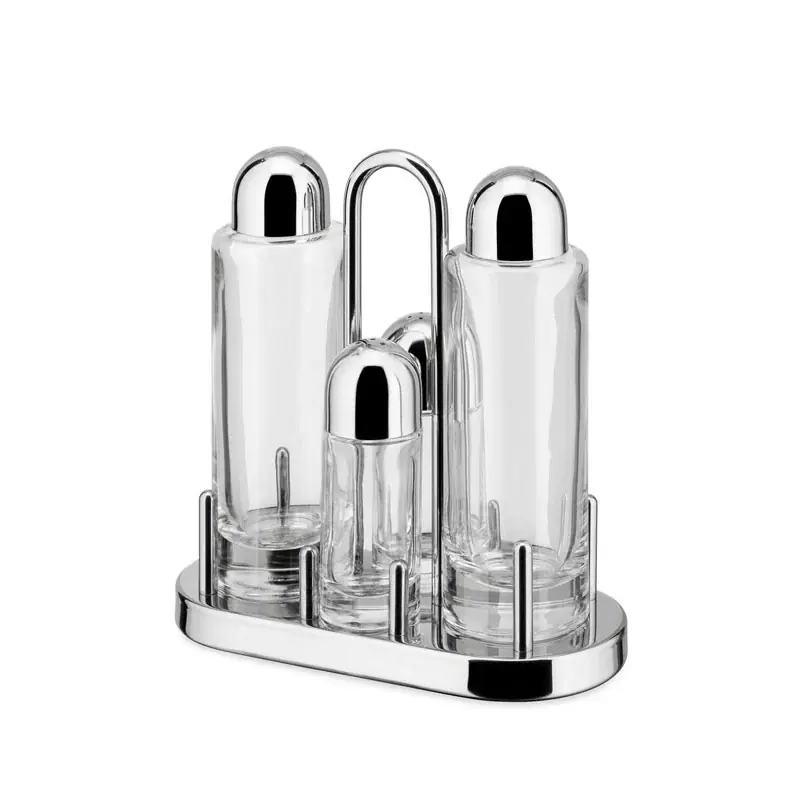 Alessi Set Condimenti Olio Aceto Sale e Pepe in Acciaio Inox Di Tendenza