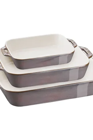 Acquista Ora Staub set 3 Pirofile Rettangolari in Ceramica Grigio