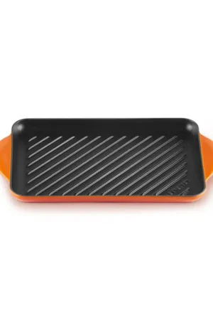 Le Creuset Grill Rettangolare Tradition in Ghisa Vetrificata 32x22 cm Arancio Di Tendenza