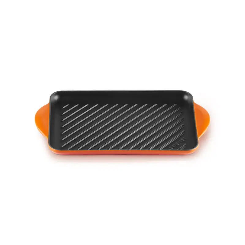 Le Creuset Grill Rettangolare Tradition in Ghisa Vetrificata 32x22 cm Arancio Di Tendenza