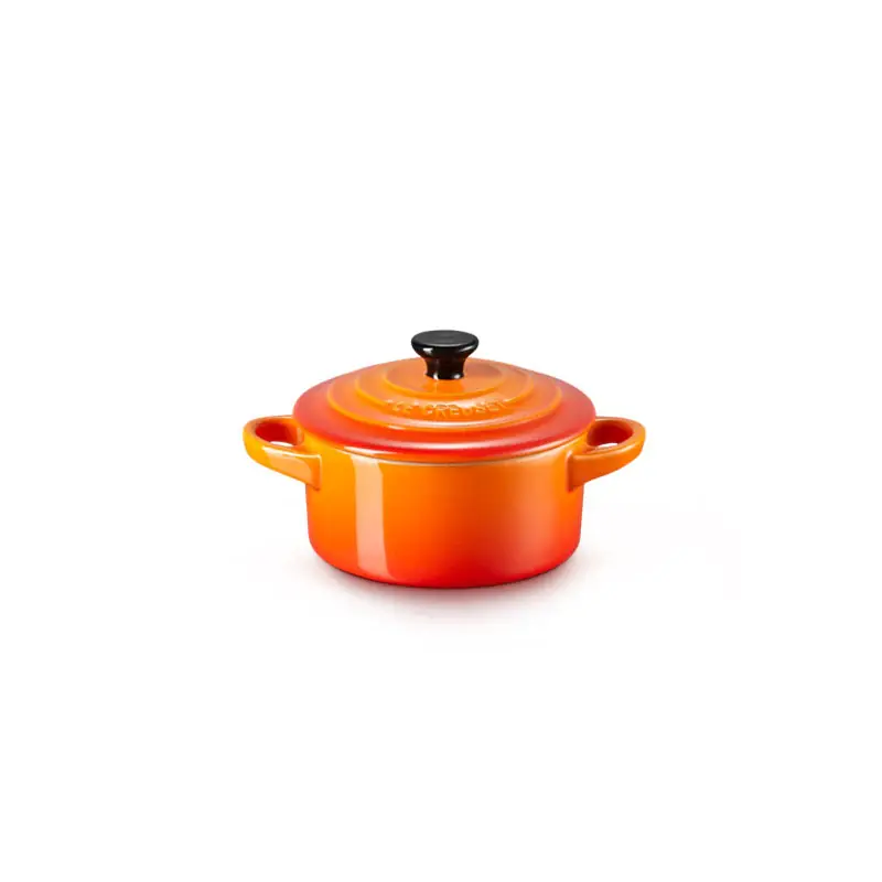Le Creuset Mini Cocotte Rotonda in Gres Vetrificato 10 cm Arancio Popolare