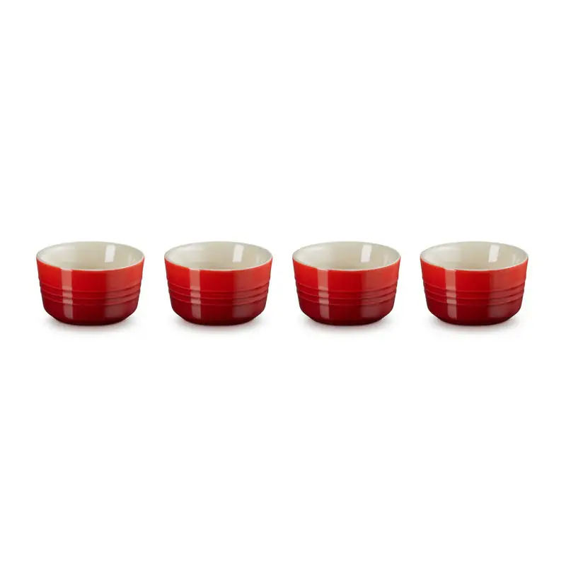 Le Creuset Set 4 Mini Ramequin in Gres Vetrificato 8 cm Ciliegia Promozione Esclusiva