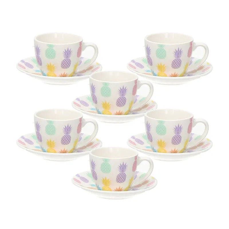 Tognana Set 6 Tazzine Caffè Con Piattino Iris Wiki in Porcellana New Bone Nuova Collezione