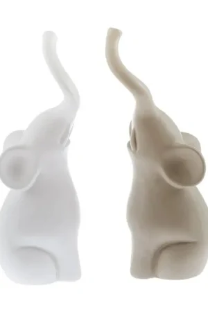 Villa Altachiara Set 2 Elefante con Proboscidi Incrociate H15 cm in Ceramica Compra Oggi Stesso
