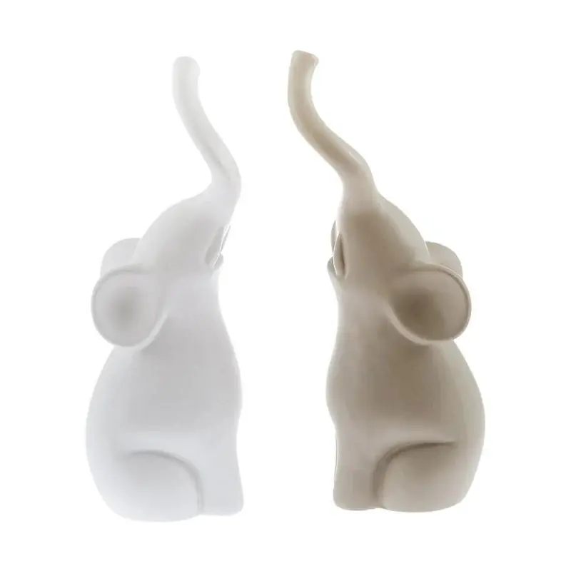 Villa Altachiara Set 2 Elefante con Proboscidi Incrociate H15 cm in Ceramica Compra Oggi Stesso