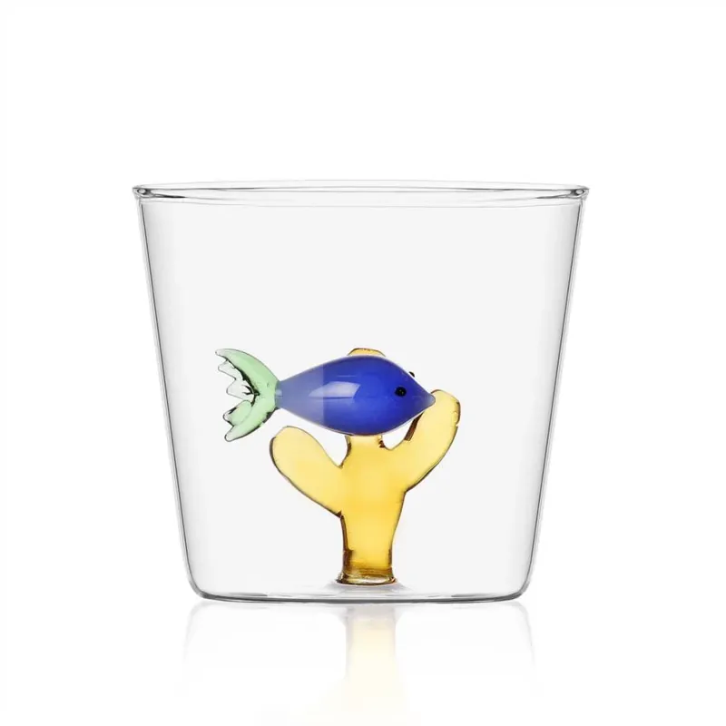 Prezzo Scontato Ichendorf Milano Bicchiere Acqua Pesce Blu Alga Ambra Marine Garden