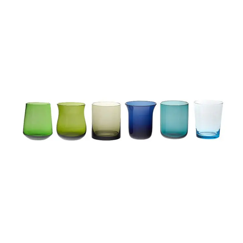 Consegna Rapida Bitossi Home Set 6 Bicchieri Tumbler Nuance Blu e Verde in Vetro Soffiato
