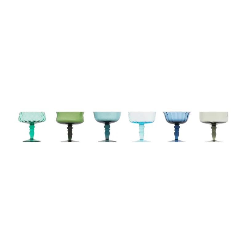 Bitossi Home Set 6 Coppette Texture Nuance Blu e Verde in Vetro Soffiato Quantità Limitata