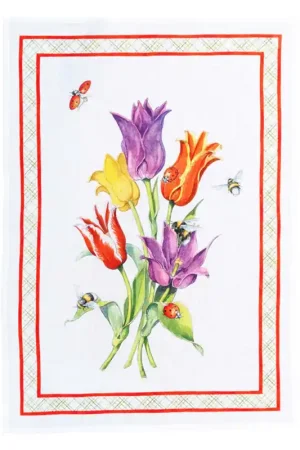 Tessitura Toscana Telerie Canovaccio Tuli Rosso in Lino 50x70 cm Nuova Collezione
