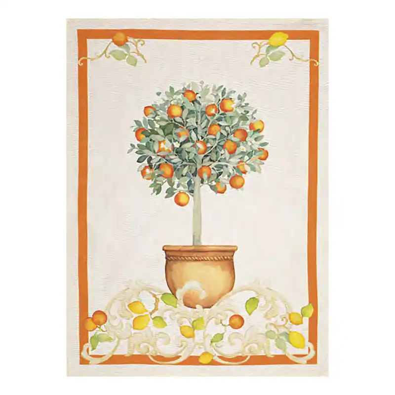 Tessitura Toscana Telerie Canovaccio Sorrento Arancio in Lino 50x70 cm Prezzo Scontato