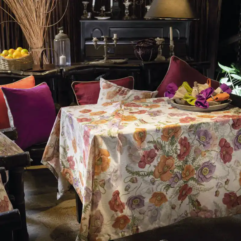 Saldi Tessitura Toscana Telerie Tovaglia Poppy 170x270 cm in Lino