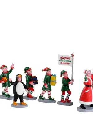 Ultima Occasione Lemax La Sfilata degli Elfi di Babbo Natale Set 7 Pezzi in Resina