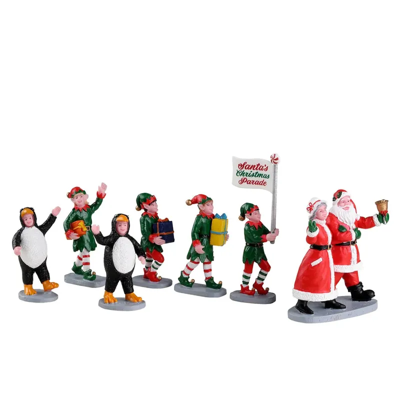 Ultima Occasione Lemax La Sfilata degli Elfi di Babbo Natale Set 7 Pezzi in Resina