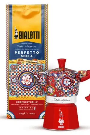 Bialetti Moka Express 3 Tazze con Barattolo di Latta e Caffè Dolce&Gabbana Reso Gratuito