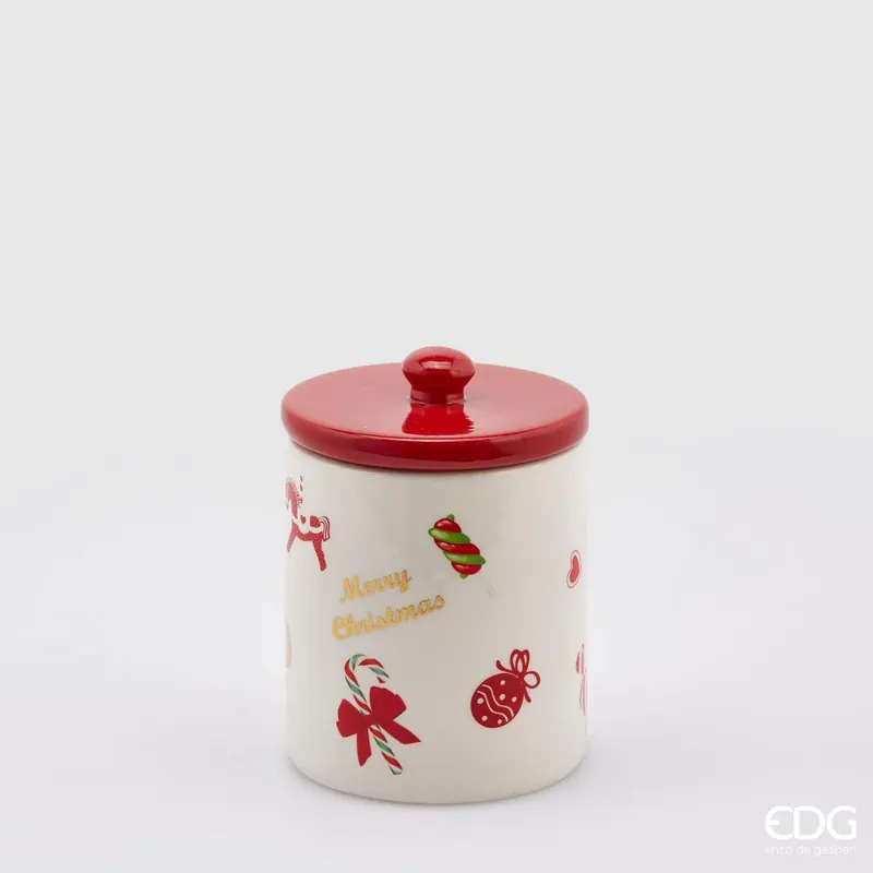 EDG Enzo De Gasperi Barattolo Natalizio con decori H17 D12 cm Offerta Limitata