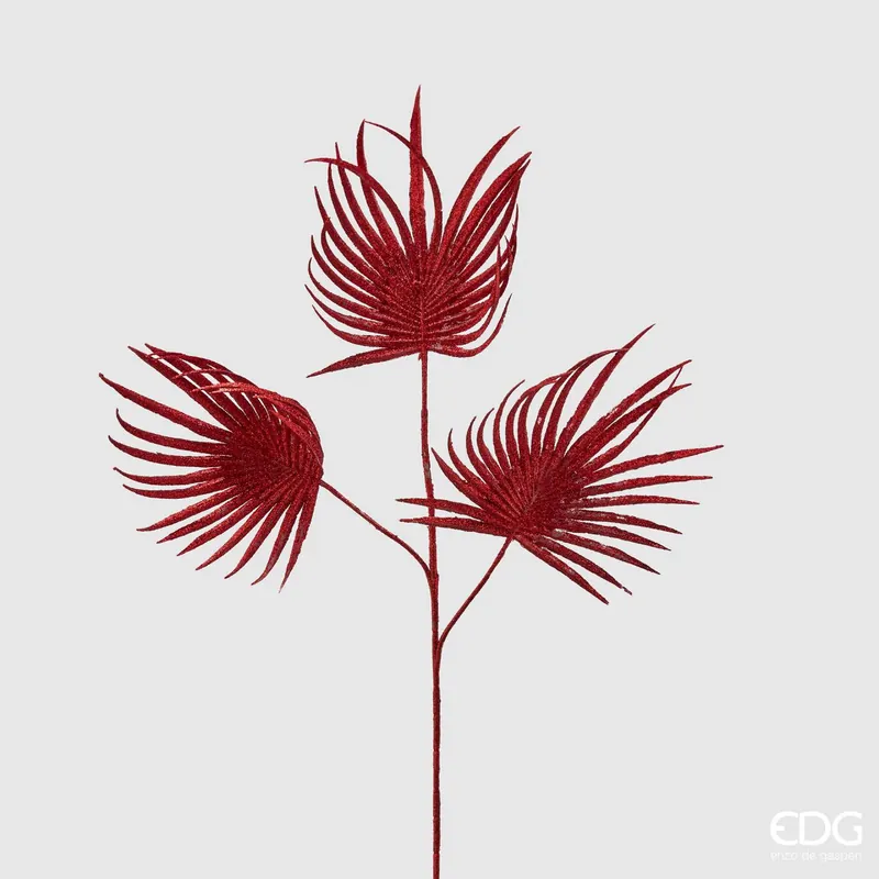 EDG Enzo De Gasperi Foglia Palma Olis Glitter H68 cm Rosso Super Prezzo