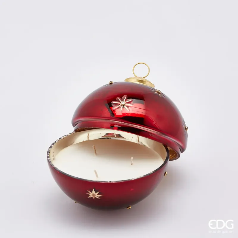 EDG Enzo De Gasperi Candela Sfera con Stelle in Vetro Oud D13 cm Rosso Pagamento Sicuro