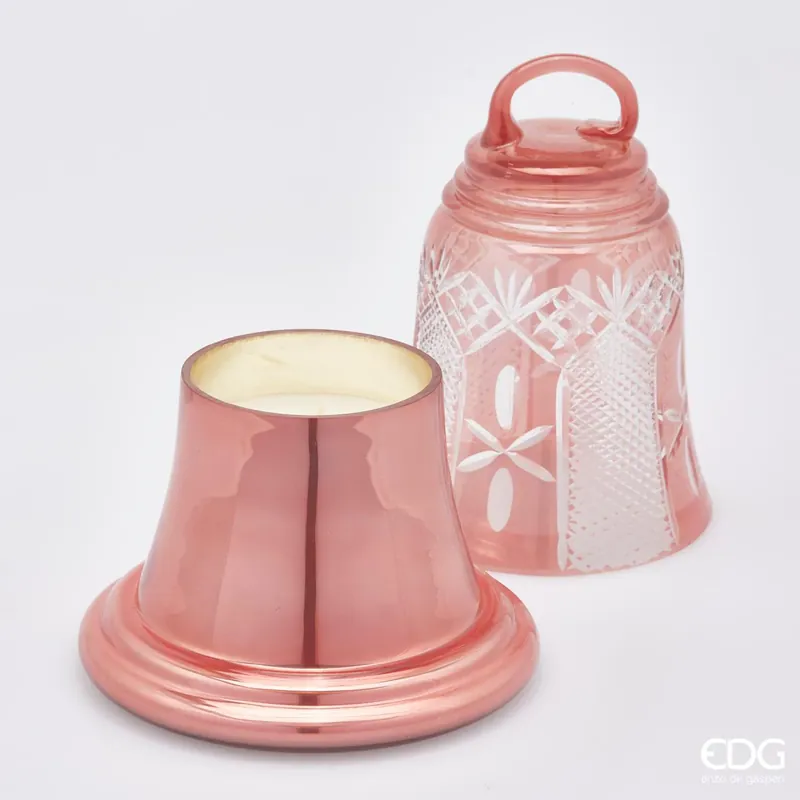 Promo Stagionale EDG Enzo De Gasperi Candela Campana in Vetro Rosa H24 D19 Oud