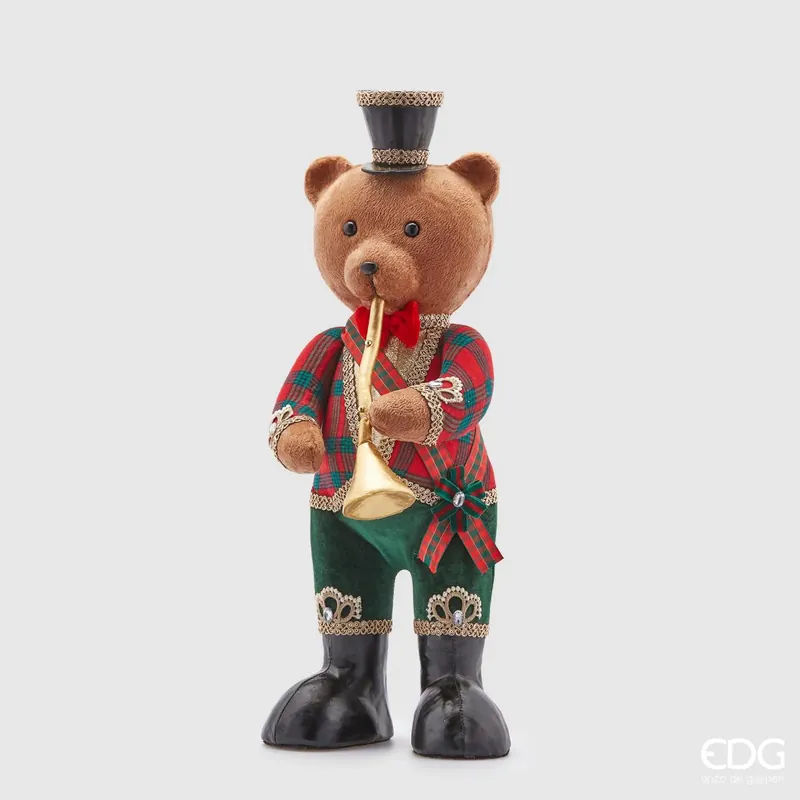 Offerta Limitata EDG Enzo de Gasperi Soldatino Orso Noel con tromba H61 cm