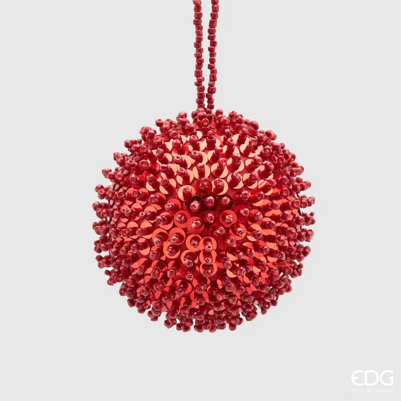 EDG Enzo De Gasperi Pallina di Natale Perline D10 cm Rosso Soddisfatti O Rimborsati