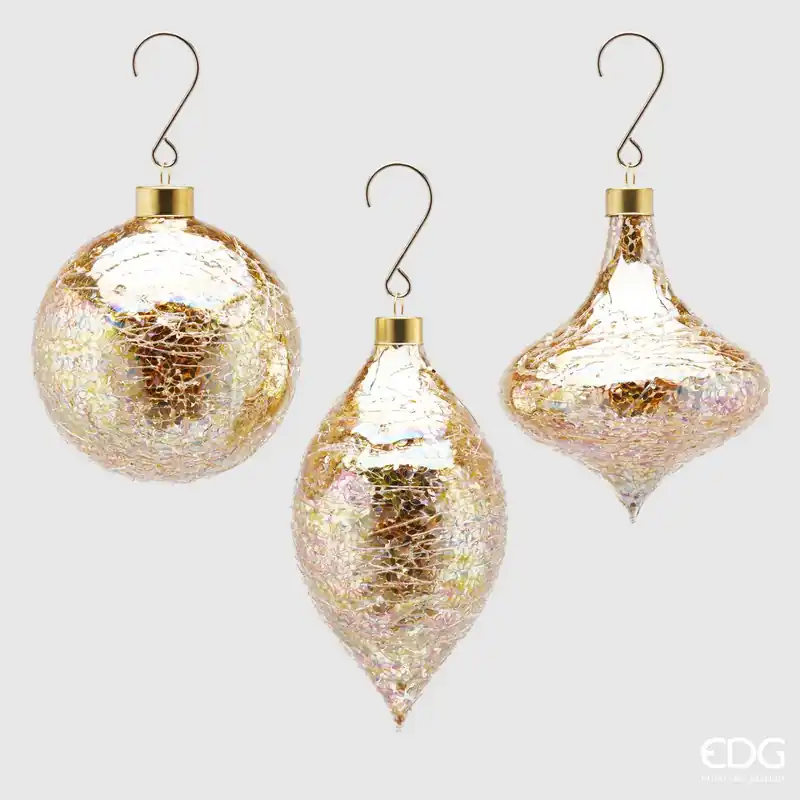 EDG Enzo de Gasperi Set 3 Decorazioni Albero in Vetro Microfoglie Non Perdere
