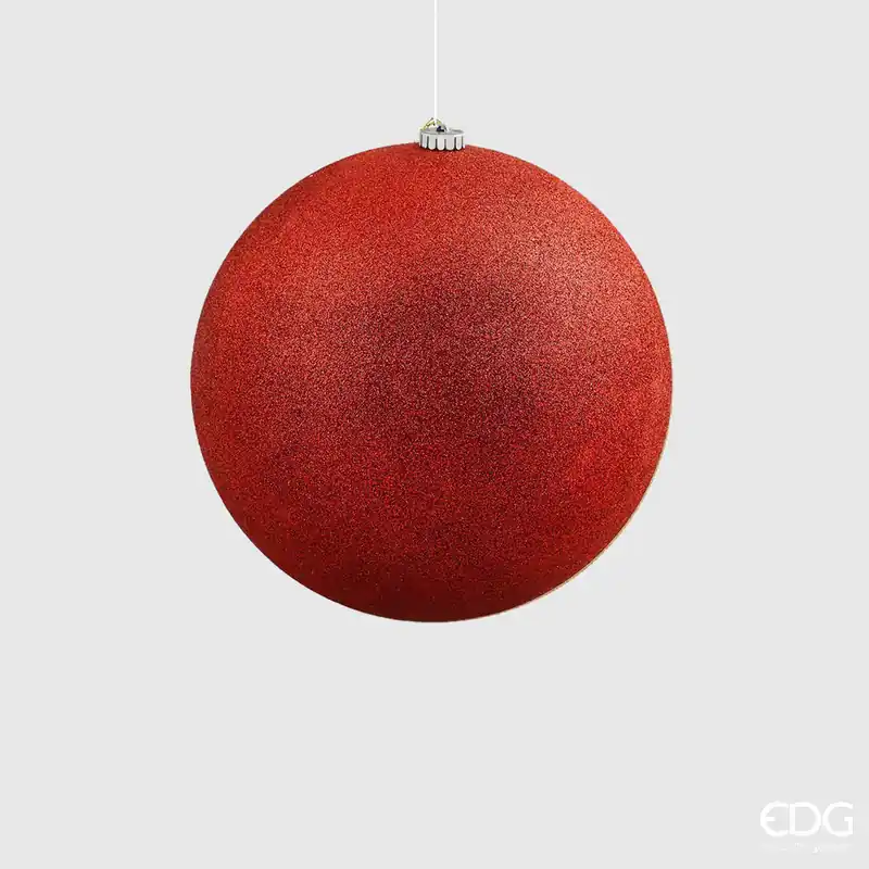 EDG Enzo de Gasperi Pallina di Natale Poly Grande Glitter Rosso D15 cm Ultime Pezzi