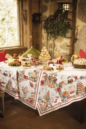 Ordina Subito Tessitura Toscana Telerie Tovaglia Natalizia Noel Gourmand in Lino 170x360 cm