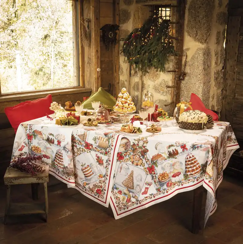 Ordina Subito Tessitura Toscana Telerie Tovaglia Natalizia Noel Gourmand in Lino 170x360 cm