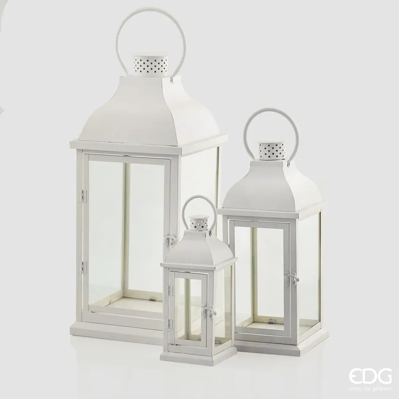 Non Perdere EDG Enzo De Gasperi Set 3 Lanterne Metal Bianco