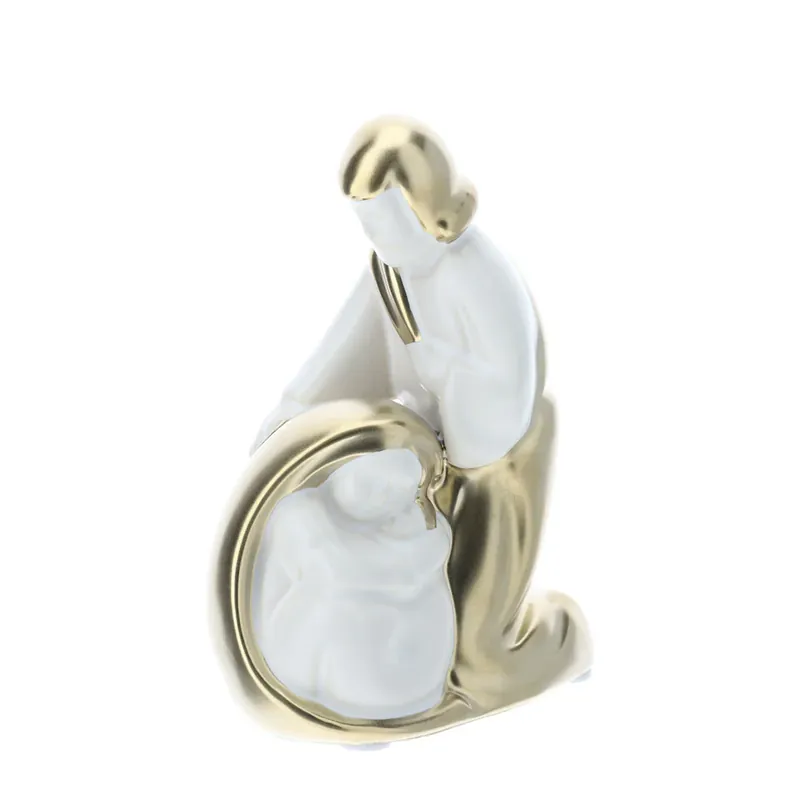 Prezzo Basso Hervit Sacra Famiglia in Gres Bianco e Oro H12,5 cm