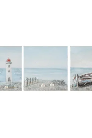 Agave Quadro Sea Landscape Set 3 Pezzi 90x30 cm Di Tendenza