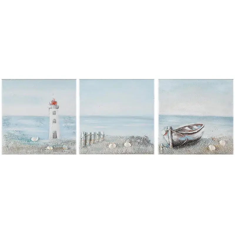 Agave Quadro Sea Landscape Set 3 Pezzi 90x30 cm Di Tendenza