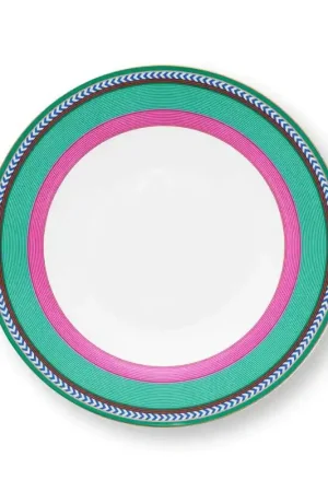 Prezzo Ridotto Pip Studio Piatto Fondo Chique Linee Rosa e Verde D23,5 cm