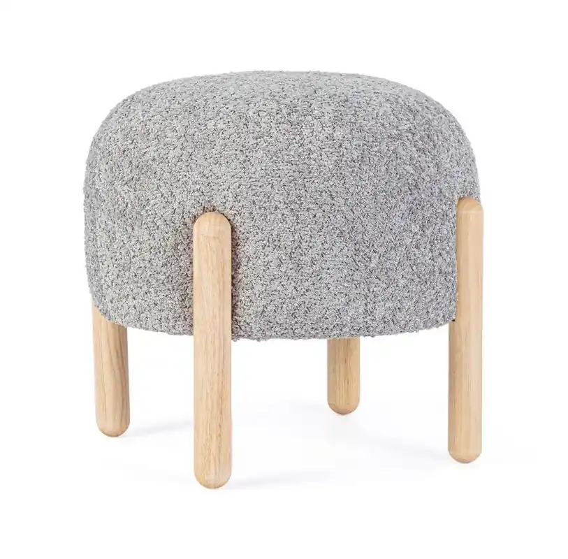 Compra Online Andrea Bizzotto Pouf con piedini Dayla Grigio Chiaro Bouclè H38 D45cm