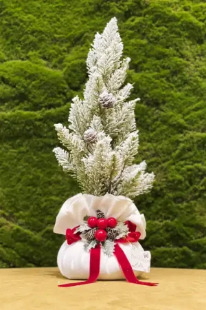 Nuova Collezione Fiori di Lena Alberello di Natale in Velluto Bianco H34 cm