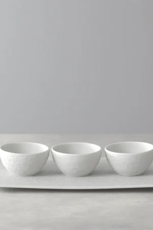 Promozione Villeroy & Boch Manufacture Rock Blanc Set di 4 Coppette per Salse in Porcellana