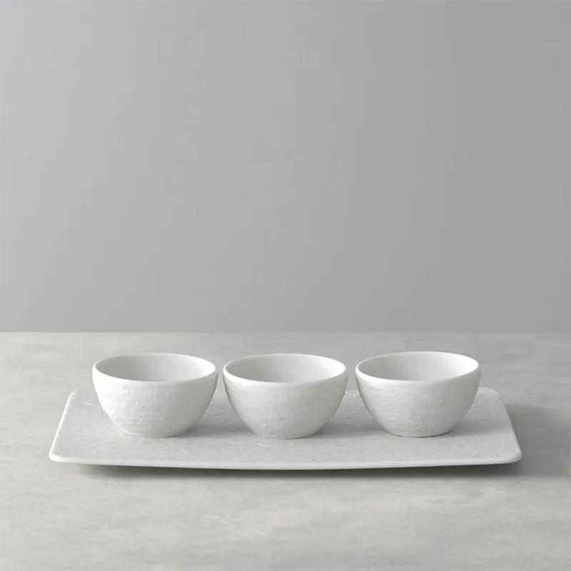 Promozione Villeroy & Boch Manufacture Rock Blanc Set di 4 Coppette per Salse in Porcellana