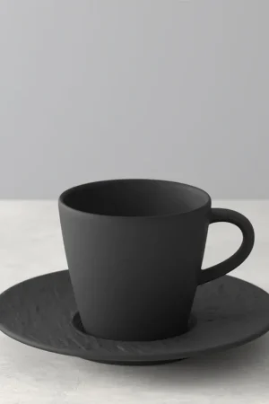 Offerta Limitata Villeroy & Boch Manufacture Rock Tazzina da Caffè con Piattino in Porcellana Nero
