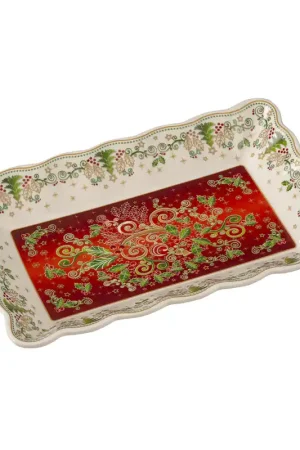 Offerta Limitata Lamart Vassoio Natalizio Rettangolare in Porcellana 32x21 cm