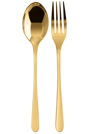 Spedito Oggi Sambonet Set 2 Posate Servire Taste PVD Gold in Acciaio Inox