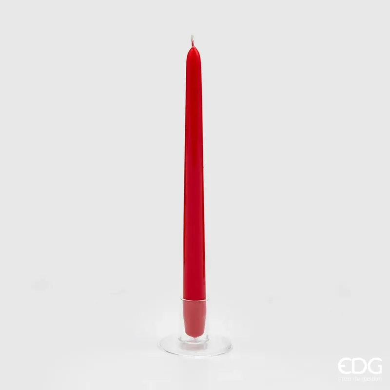 EDG Enzo De Gasperi Set 10 Candele Stelo Cono H28 cm Rosso Scuro Promozione