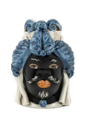 Offerta Lampo Verus Ceramiche Abhika Testa di Moro Man small Blue 19 cm