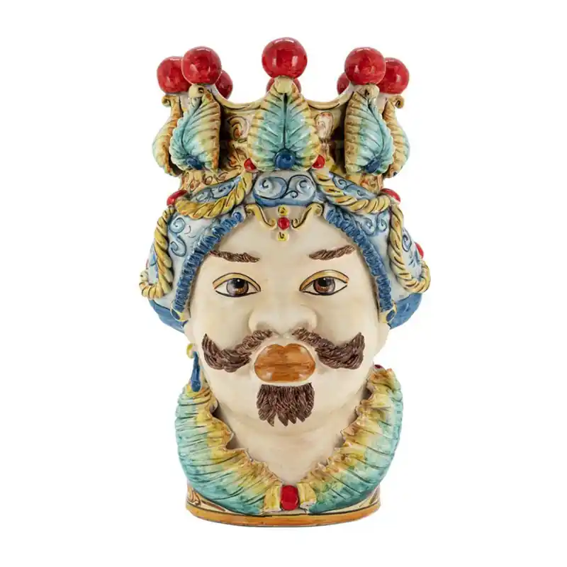 Verus Ceramiche Abhika Testa di Moro Man Tradizionale Big H48 cm Spedito Oggi